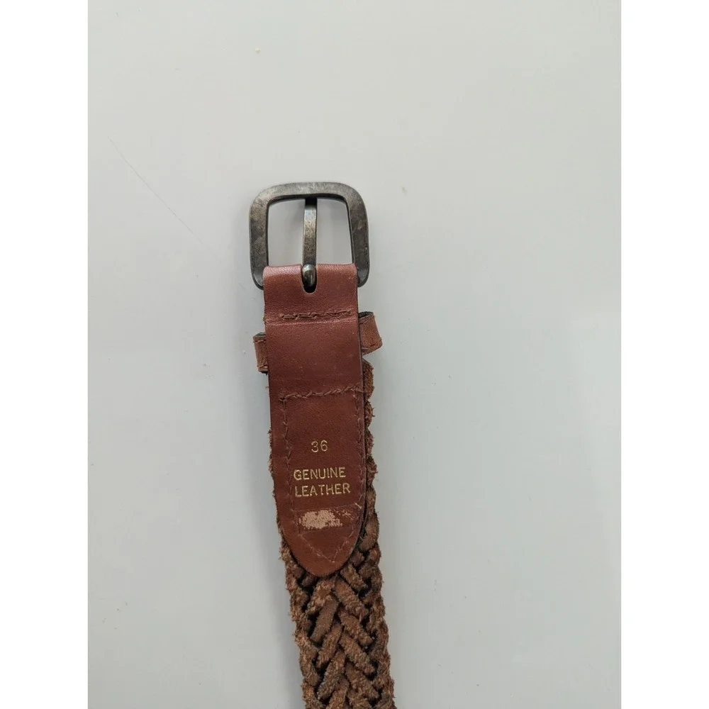 Vintage Leather Braided Belt Mens Size 36